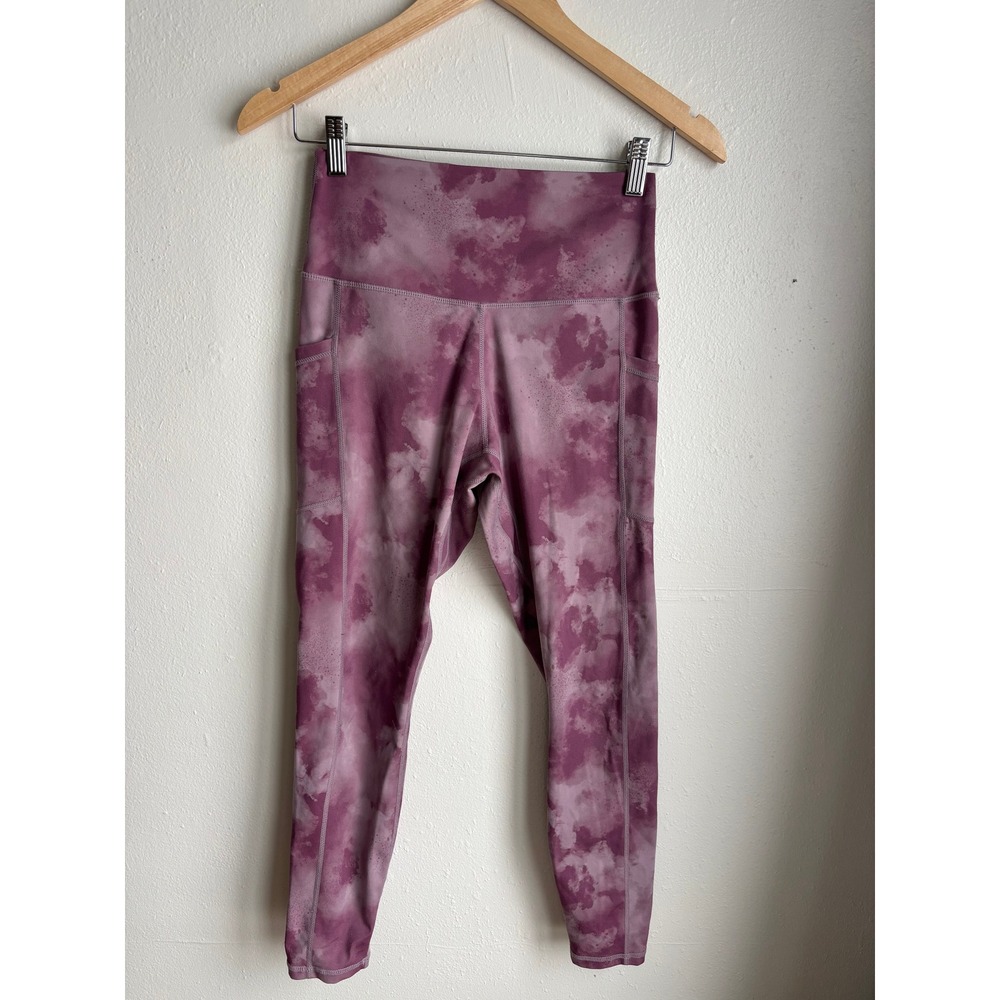 Sunzel Women Purple Tie Dye High Waisted Yoga Pants Leggings with‎ Pockets Small